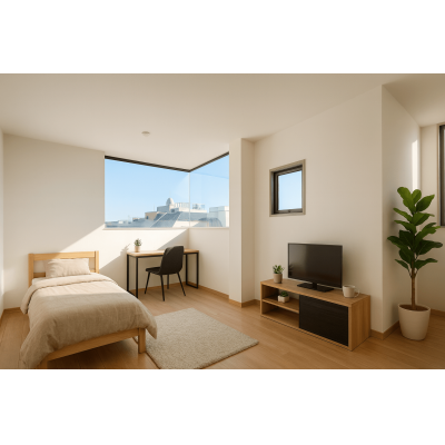 富士駅徒歩5分!Wifi家具家電付!広々13.5畳洋室!の間取り図