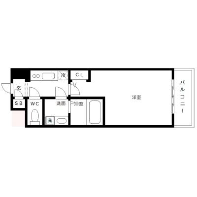 OneLife京橋テラス【▼バストイレ別、オートロック付】の間取り図