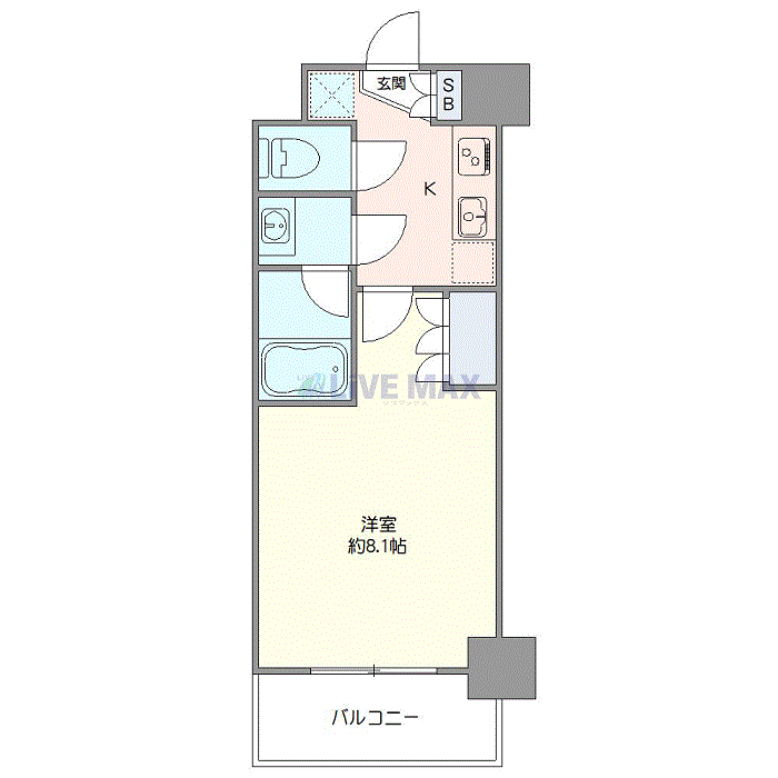 マンスリーリブマックス菊川プレスタイル☆『禁煙ルーム・25平米』【1名入居限定・独立洗面・浴室乾燥付】≪エクセレントシリーズ≫の間取り図