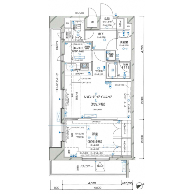 【TM虎ノ門/1BRDXB】46.0㎡・ダブル・神谷町駅徒歩３分・ネットWi-Fi無制限無料・テレワークにも♪の間取り図