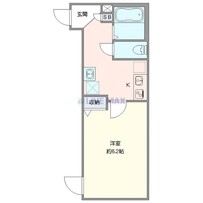 グッドステイ松戸WESTエクセランⅡ◆『禁煙ルーム・独立洗面・浴室乾燥付』【ハイクラス】の間取り図