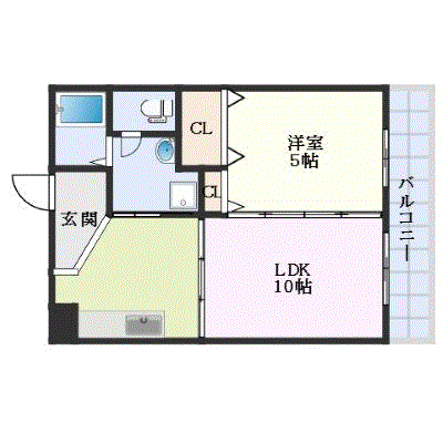 マンスリーリブマックス熊本大学西モイセス■エグゼ【1LDK・設備充実】≪エクセレントシリーズ≫の間取り図