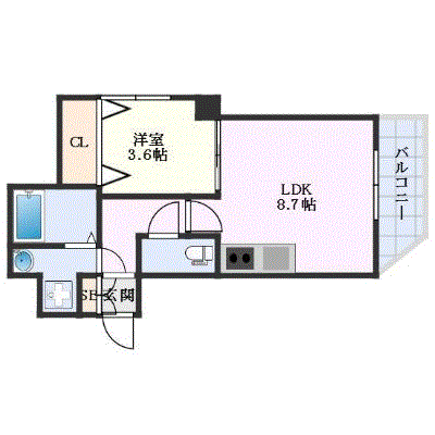 マンスリーリブマックス呉服町駅北リバティ■エグゼ【1LDK・設備充実】≪エクセレントシリーズ≫の間取り図