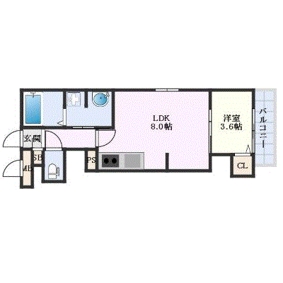 グッドステイ丹波口駅西シエーナ▲エグゼ【ハイクラス・1LDK・設備充実】の間取り図