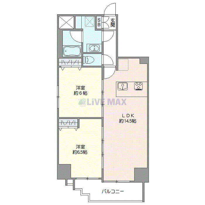 マンスリーリブマックス駒込NORTHレジデンス△『禁煙ルーム・2LDK』【Wi-Fi無制限・ドラム式洗濯機・追い焚き機能】≪プレミアムシリーズ≫の間取り図