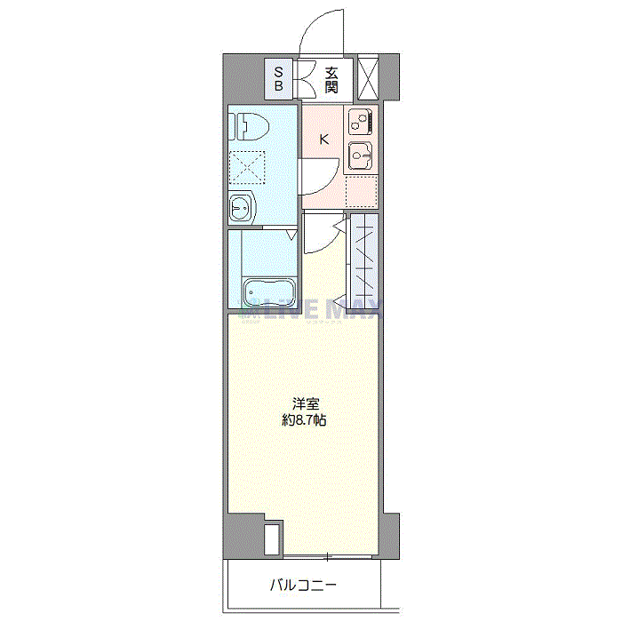 マンスリーリブマックス東陽町Ⅱ△『禁煙ルーム・25平米』【独立洗面・浴室乾燥付】≪エクセレントシリーズ≫の間取り図