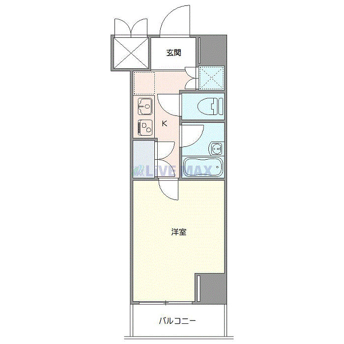 マンスリーリブマックス高円寺EASTルーブル弐番館△『禁煙ルーム・20平米』【独立洗面・浴室乾燥付】≪スタンダードシリーズ≫の間取り図
