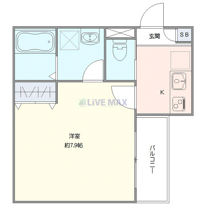 マンスリーリブマックス内房線五井NORTHヒルズ△『禁煙ルーム・25平米』【Wi-Fi無制限・独立洗面】≪スタンダードシリーズ≫の間取り図