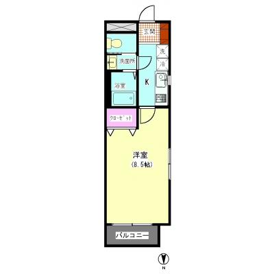シティマンスリー蒲田・ルミエール泉2Ａ　【禁煙ルーム】【ＪＲ蒲田駅4分】【広々使える25㎡オーバーのお部屋です】の間取り図