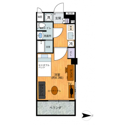 シュアーライフ堺筋本町６【禁煙★インターネット無料★浴室乾燥機付★駅徒歩5分★ペット可★独立洗面台】の間取り図