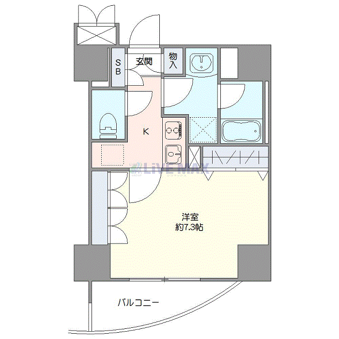 グッドステイ王子NORTHベルグレード△『禁煙ルーム・25平米・独立洗面・浴室乾燥付』【ハイクラス】の間取り図