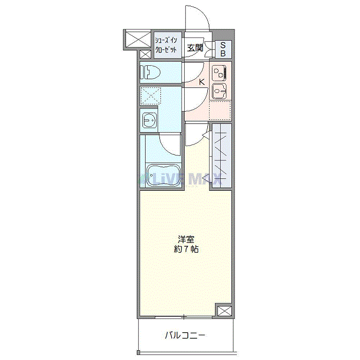 マンスリーリブマックス東横線祐天寺WESTアイズⅡ★『禁煙ルーム・25平米』【Wi-Fi無制限・独立洗面・浴室乾燥付】≪プレミアムシリーズ≫の間取り図
