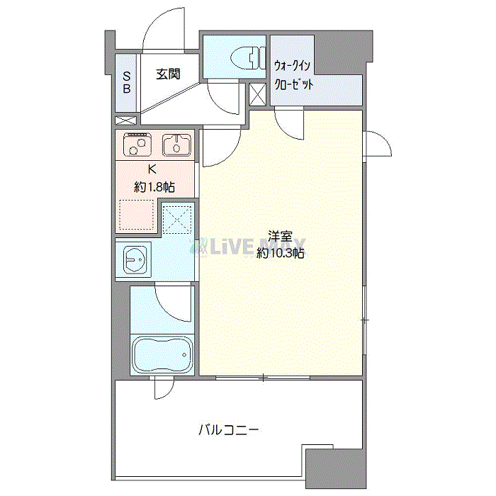マンスリーリブマックス高田馬場・西早稲田ラヴィーナ◎『禁煙ルーム・1K・32平米』【追い焚き機能・独立洗面・浴室乾燥付】≪エクセレントシリーズ≫の間取り図