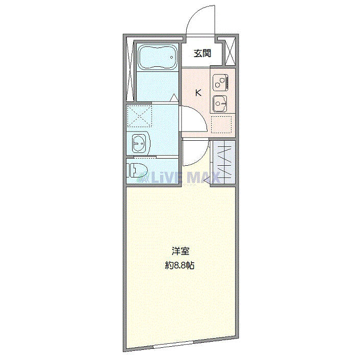 マンスリーリブマックス千代田線根津ステーションフロント△『禁煙ルーム・25平米』【Wi-Fi無制限・独立洗面・浴室乾燥付】≪プレミアムシリーズ≫の間取り図