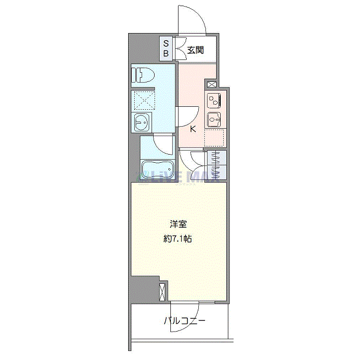 マンスリーリブマックス平塚WESTⅢ◆『禁煙ルーム・25平米』【Wi-Fi無制限・独立洗面・浴室乾燥付】≪プレミアムシリーズ≫の間取り図