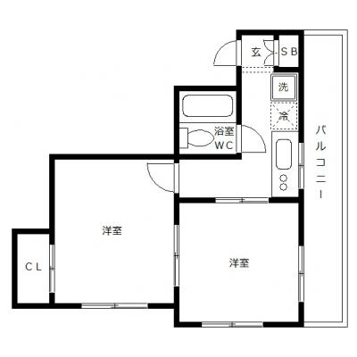 OneLife幡ヶ谷カレント【▼▼3点ユニット、エアコン付】の間取り図
