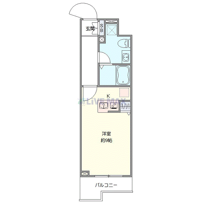 マンスリーリブマックス千葉中央サイドワン★『禁煙ルーム・1R・26平米・駅2分』【独立洗面・浴室乾燥付】≪エクセレントシリーズ≫の間取り図