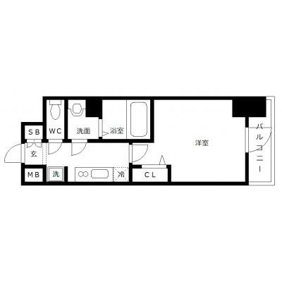 OneLife広島中央【★バス・トイレ別、独立洗面台、浴室乾燥機付】の間取り図