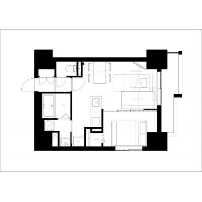 西11丁目から徒歩5分/白を基調にしたナチュラルで落ち着きのある空間/広々1LDK/家具・家電完備/ S-RESIDENCE 大通公園 admirio 702の間取り図