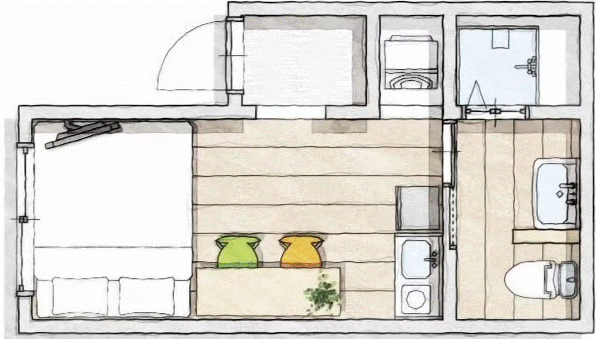 マンスリーリブマックス宮古島『駐車場付き・シモンズベッド導入・独立洗面台・洗浄機能付便座』の間取り図