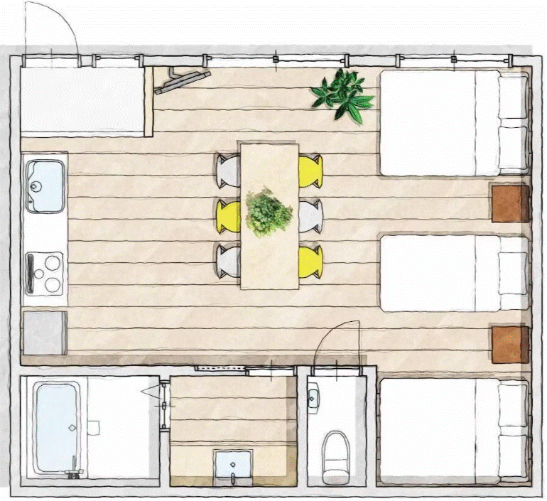 マンスリーリブマックス宮古島ヴィラ『駐車場付き・シモンズベッド導入・独立洗面台・洗浄機能付便座』の間取り図