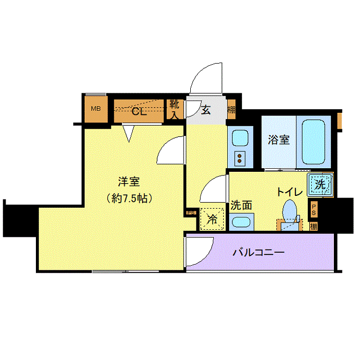 マンスリーリブマックス中野新橋クレヴィスタ△『禁煙ルーム・28平米』【Wi-Fi無制限・デスク・チェア】≪プレミアムシリーズ≫の間取り図