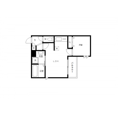 OneLife楽々園駅南サルビア【★1LDK・独立洗面台・浴室乾燥機付】の間取り図