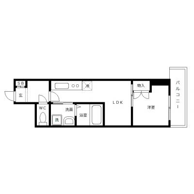 OneLife広島駅西シエスタ＜TYPE2＞【★洗浄機付き便座・浴室乾燥機付き《1LDKの広々空間！》】の間取り図
