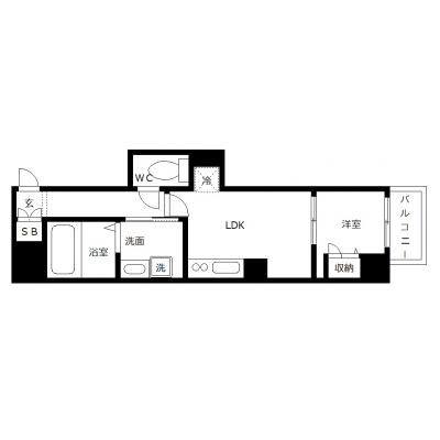 OneLifeh広島駅東カニヤ＜TYPE2＞【★バストイレ別、浴室乾燥機付き《広めの1LDK！》】の間取り図