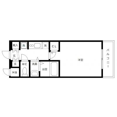 OneLife広島横川本通り【★バストイレ別・独立洗面台・浴室乾燥機付き】の間取り図