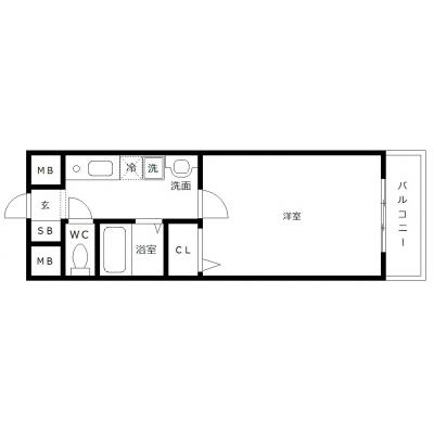 OneLife広島横川駅前カサデリオ【★オートロック・バストイレ別・独立洗面台】の間取り図