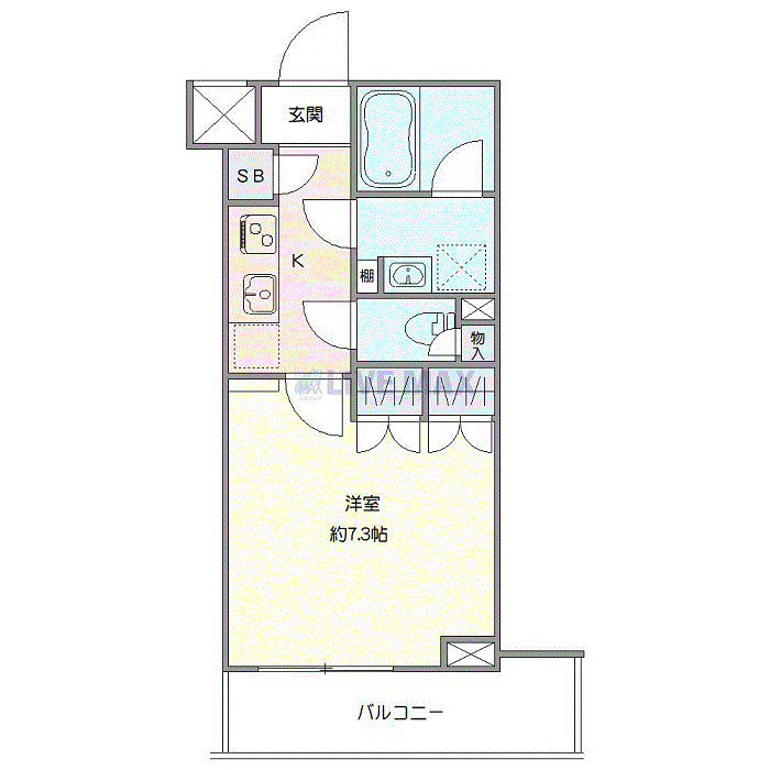 マンスリーリブマックス小田急線祖師ヶ谷大蔵WESTクレヴィスタ▲『禁煙ルーム・25平米』【Wi-Fi無制限・独立洗面・浴室乾燥付】≪プレミアムシリーズ≫の間取り図
