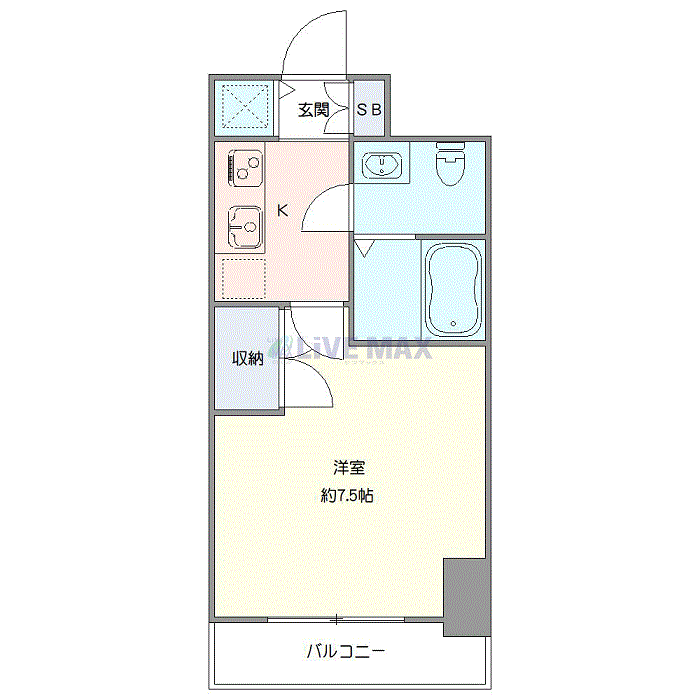 グッドステイ勝どきメゾン△『禁煙ルーム・25平米・駅3分・1名入居限定・独立洗面』【ベーシック】の間取り図