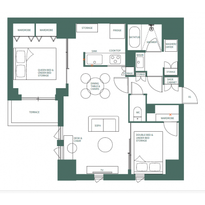 WeavePlace-錦糸町 2LDK【築浅】の間取り図