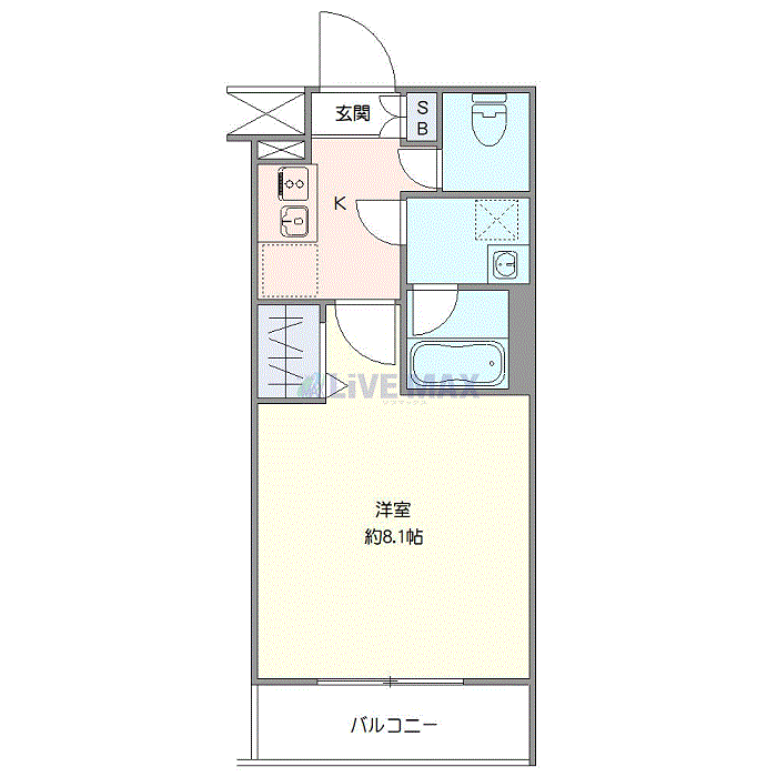 マンスリーリブマックス京浜東北線川口WESTグランデ△『禁煙ルーム・25平米』【独立洗面・浴室乾燥付】≪プレミアムシリーズ≫の間取り図