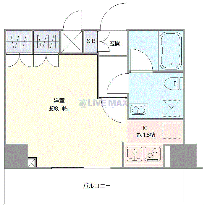 マンスリーリブマックス東武スカイツリーライン梅島ブランシュ△『禁煙ルーム・25平米』【独立洗面・浴室乾燥付】≪エクセレントシリーズ≫の間取り図