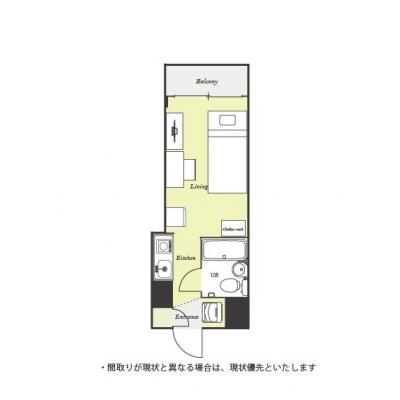 ユニオンマンスリー北越谷２　103　1R・シングル☆【禁煙ルーム】モニター付きインターホン完備！デスクチェア・2ドア冷蔵庫など家具家電付きのお部屋。南越谷・草加・北千住まで電車で１本。の間取り図