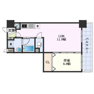 マンスリーリブマックス道後温泉西アーバン∴エグゼ【1LDK・設備充実】≪エクセレントシリーズ≫の間取り図