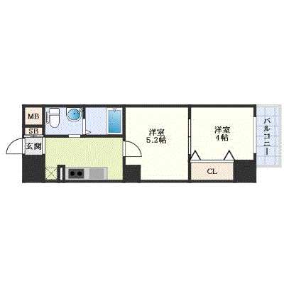 グッドステイ十三駅西■エグゼ【ハイクラス・2k・設備充実】の間取り図