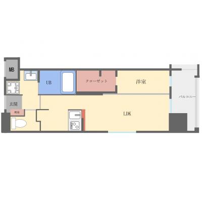 【オレンジマンスリー箱崎駅前】♪新規OPEN♪箱崎駅近×ゆったり1LDK♪JR・地下鉄Ｗアクセス/禁煙ルーム/Wi-Fi無料の間取り図