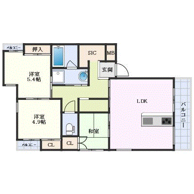 マンスリーリブマックス小禄アクシスコート☆エグゼ【Wi-Fi対応・3LDK・駐車場付・設備充実】≪エクセレントシリーズ≫の間取り図