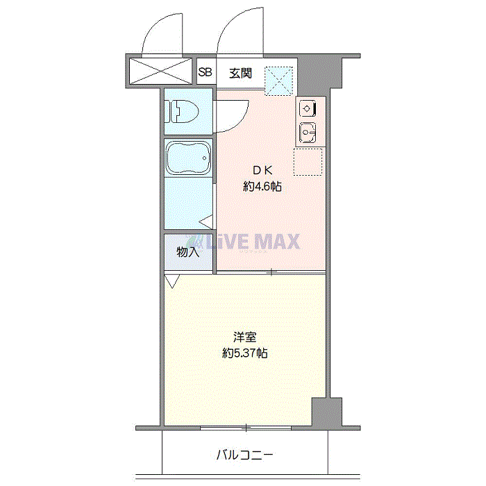 グッドステイ西横浜駅前リーヴェル※『禁煙ルーム・1DK・セパレート』【ベーシック】の間取り図