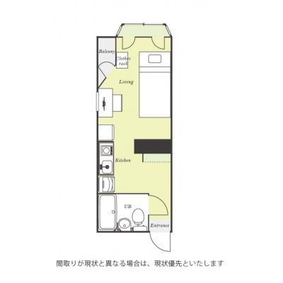 ユニオンマンスリー坂戸駅前１　203　1R・シングル☆【禁煙ルーム】人気の角部屋♪室内洗濯機や電子レンジなど生活家電＆出窓のあるお部屋の間取り図