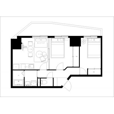最寄り駅まで徒歩5分/家具・家電付き/グロワール伊勢佐木 201の間取り図