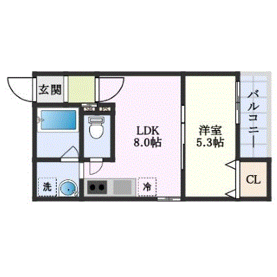 グッドステイ平野駅アレグリア★エグゼ【ハイクラス・1LDK・設備充実】の間取り図
