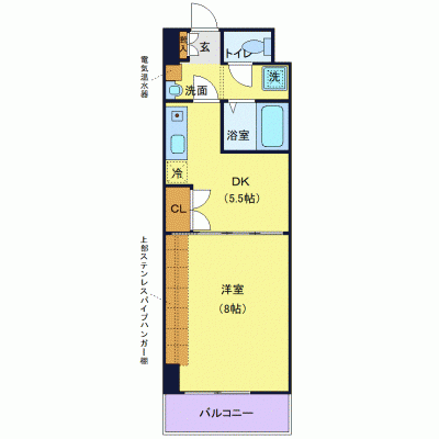 OneLife榴ヶ岡ベール【★1DK・オートロック・バストイレ別・独立洗面台】の間取り図