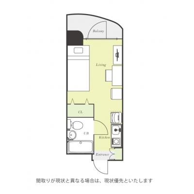 ユニオンマンスリー京成谷津ノルティア１　201　1R・シングル☆◆インターネット固定回線（有線・Wi-Fi）無料の部屋◆【禁煙ルーム】人気の角部屋/1棟18室丸々マンスリー！法人まとめての利用も可♪の間取り図