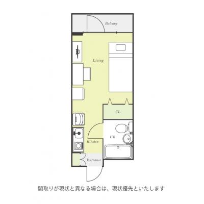 ユニオンマンスリー京成谷津ノルティア１　202　1R・シングル☆◆インターネット固定回線（有線・Wi-Fi）無料の部屋◆【禁煙ルーム】1棟18室丸々マンスリー！法人まとめての利用も可♪の間取り図