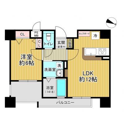 フリーステイ中崎町Ⅱ　★1LDK・41㎡★　★『中崎町』駅まで徒歩２分★　★『東梅田』駅まで１駅２分★の間取り図