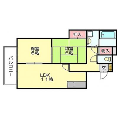 トーマンスリー博多区空港前２丁目☆2LDK広々間取りの間取り図